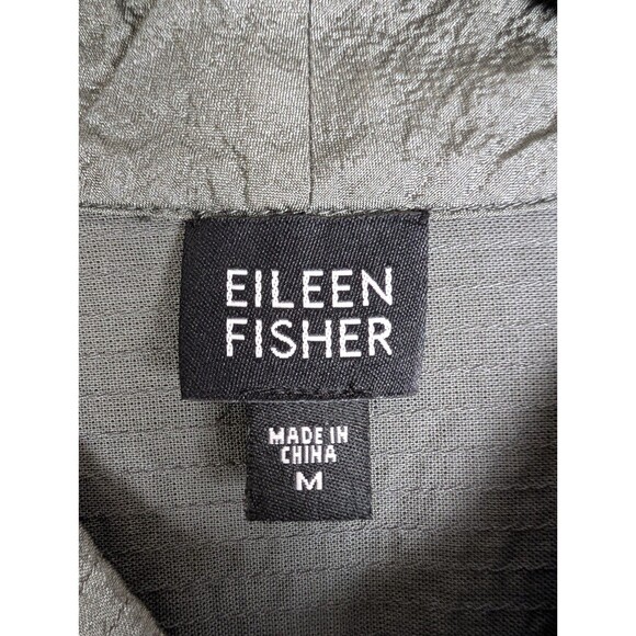 EILEEN FISHER Womens Tussan Silk Open Front Jacket Dim Sage Green Sz M Elegant - Picture 2 of 11
